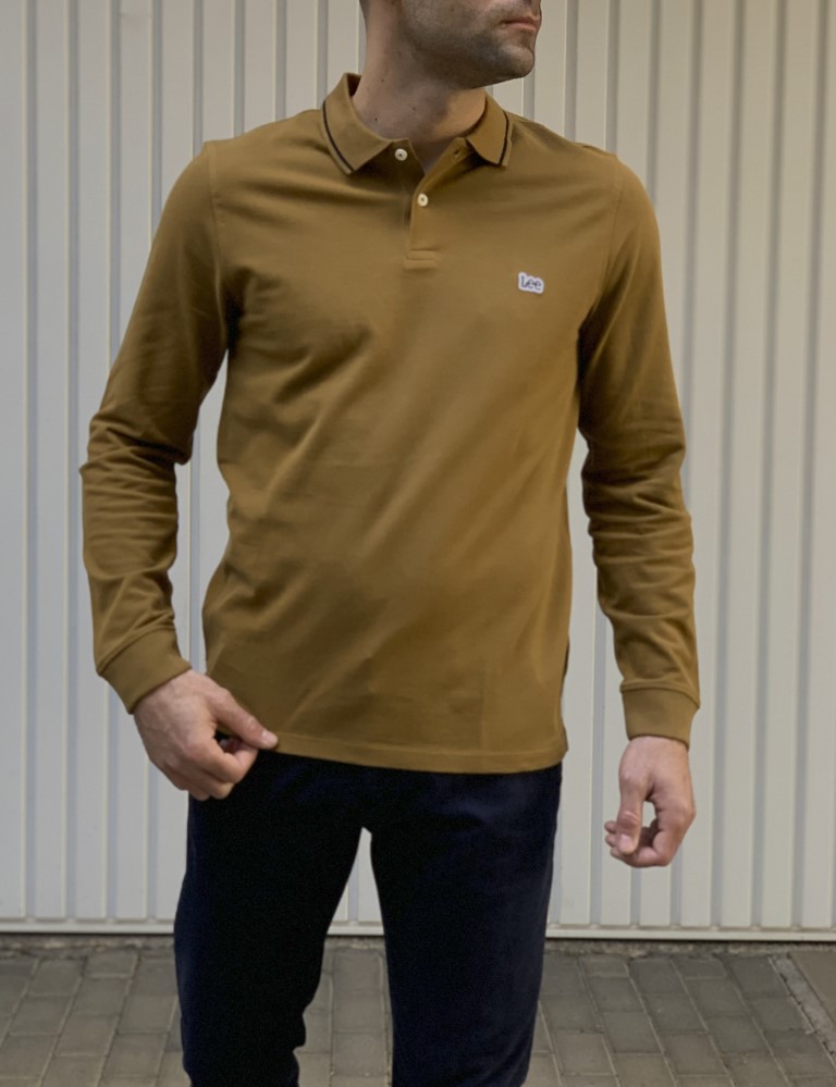 Lee Ανδρική Μπλούζα Polo Μακρυμάνικη Πικέ Καφέ L61VRL84 φωτογραφία